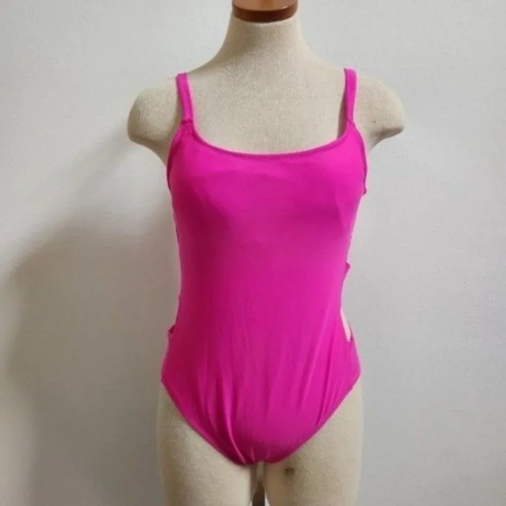 Women’s Side Strap One Piece Swimsuit Oahu Pink, size L